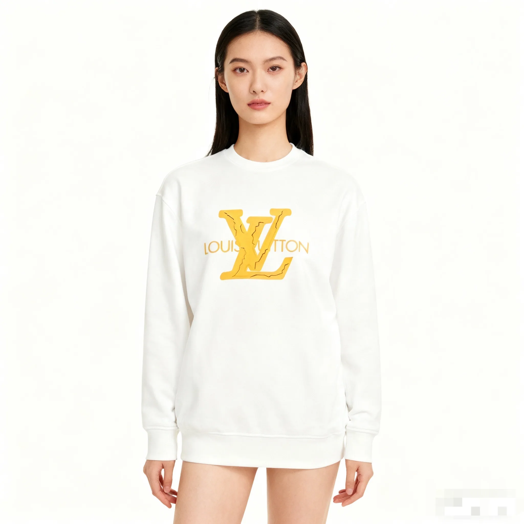 Louis Vuitton/Louis Vuitton 25Fw three-dimensional logo print crew neck sweatshirt